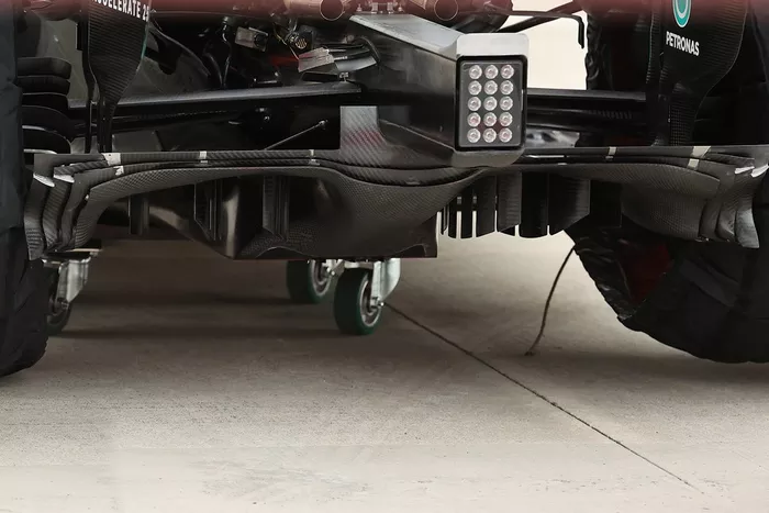 Detalle del difusor del Mercedes F1 W12