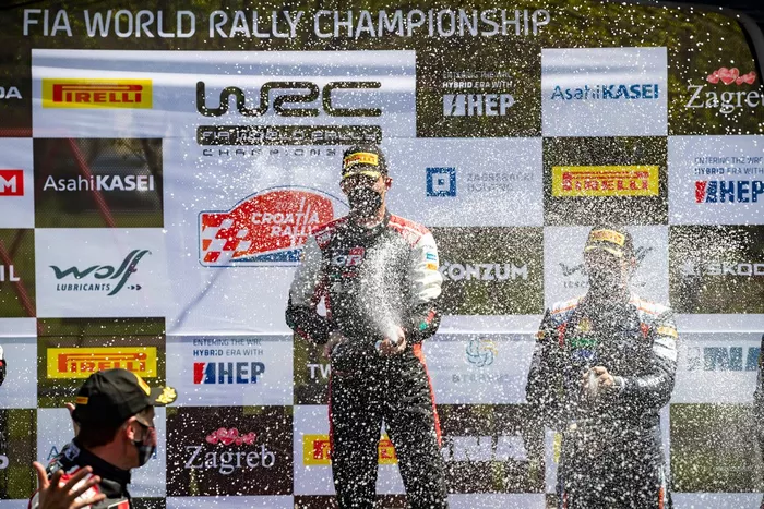Podio: Ganador de la carrera Sébastien Ogier, Julien Ingrassia, Toyota Gazoo Racing WRT Toyota Yaris WRC