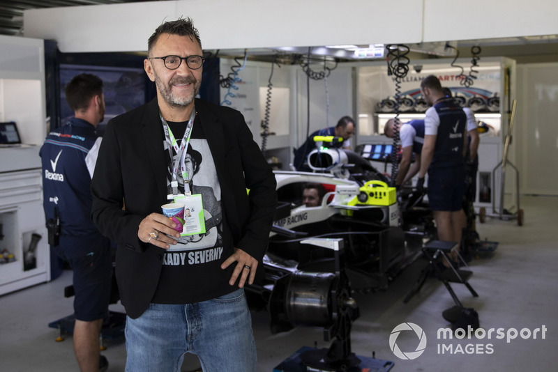 Lead singer of Ska-Punk band Leningrad, Shnurov Sergey at the Williams F1 garage
