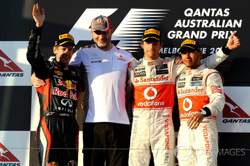 2012: 1. Jenson Button, 2. Sebastian Vettel, 3. Lewis Hamilton