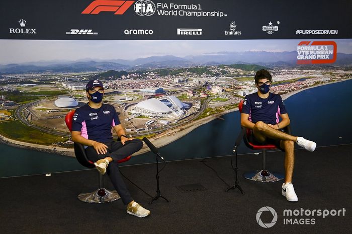 Sergio Pérez, Racing Point y Lance Stroll, Racing Point en la conferenci de prensa