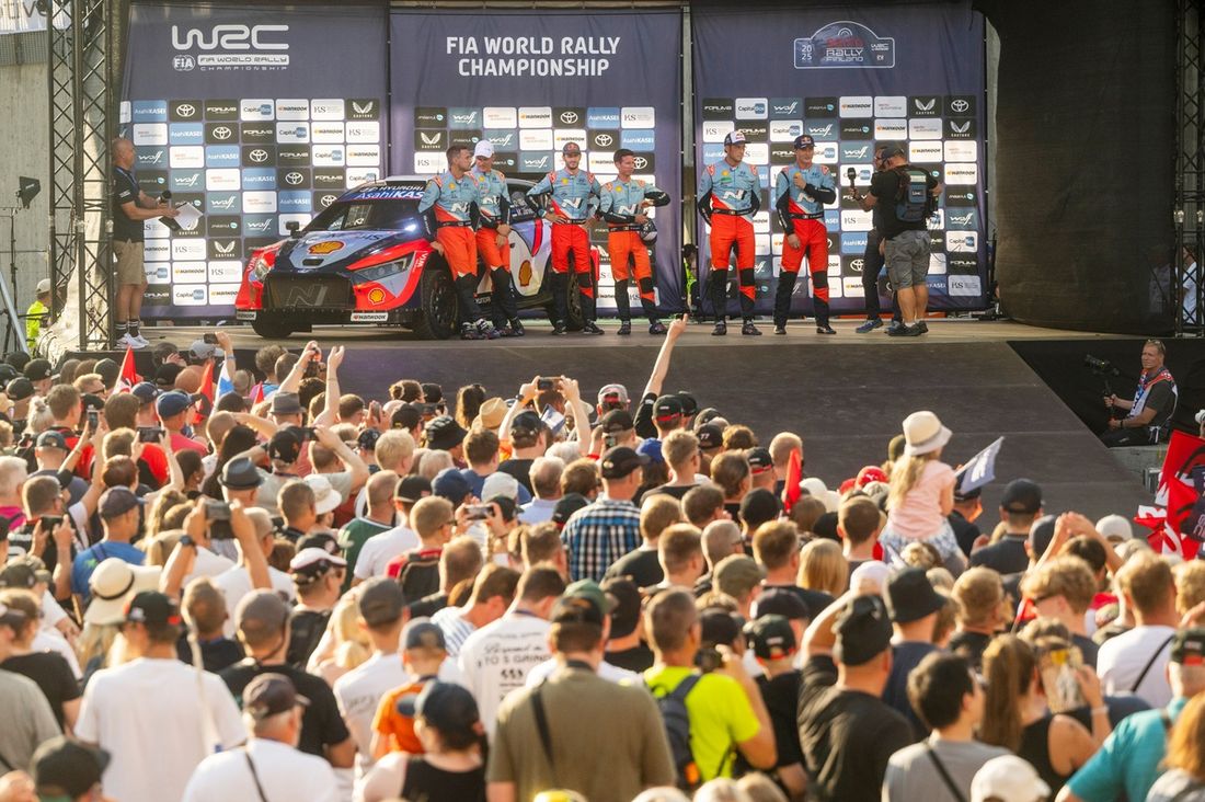 Ott Tänak, Martin Järveoja, Hyundai World Rally Team Hyundai i20 N Rally1, Thierry Neuville, Martijn Wydaeghe, Hyundai World Rally Team Hyundai i20 N Rally1, Adrien Fourmaux, Alexandre Coria, Hyundai World Rally Team Hyundai i20 N Rally1