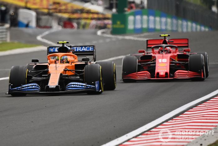 Lando Norris, McLaren MCL35, Charles Leclerc, Ferrari SF1000