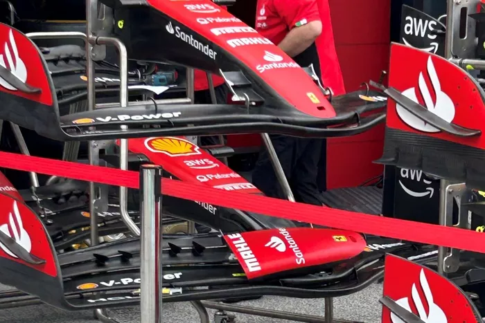 Detalle del alerón delantero del Ferrari SF-23