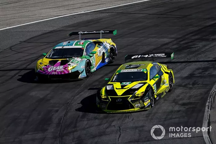 #14 AIM Vasser Sullivan Lexus RC-F GT3, GTD: Parker Chase, Jack Hawksworth, Michael De Quesada, Kyle Busch, #19 GEAR Racing powered by GRT Grasser Lamborghini Huracan GT3, GTD: Christina Nielsen, Katherine Legge, Tati Calderon, Rahel Frey
