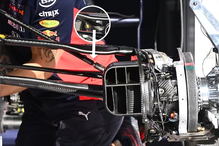 Detalle de la suspensión del Red Bull Racing RB16