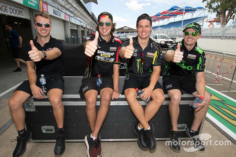 Chaz Mostert, Rod Nash Racing Ford; Cameron Waters, Prodrive Racing Australia Ford; Mark Winterbotto