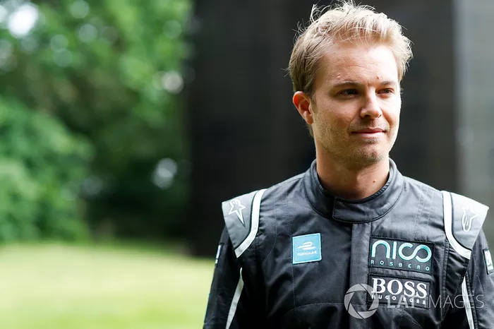 Formula 1 World Champion, Nico Rosberg with the Gen2 Formula E car
