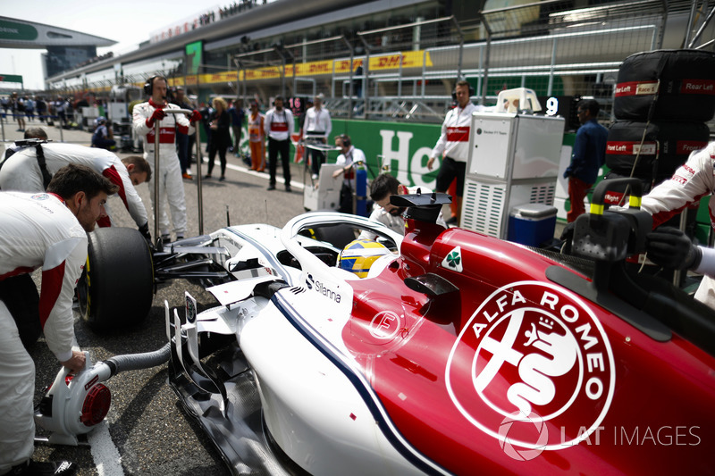 Marcus Ericsson, Sauber C37 Ferrari, sur la grille