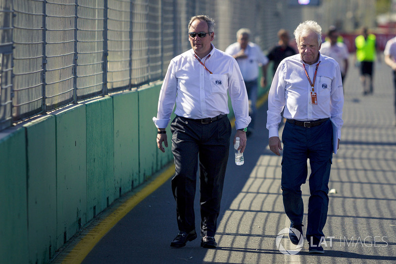 Charlie Whiting, FIA Delegate walks the track