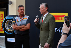 Sean Bratches, Formula One Managing Director, Commercial Operations, Mario Isola, Pirelli Sporting Director at the Pirelli 2018 launch