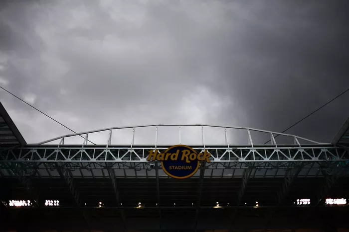 Rain at the Hard Rock Stadium