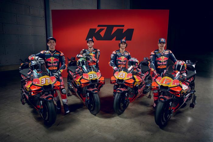 Pedro Acosta, Red Bull KTM Tim Pabrik Balap, Brad Binder, Red Bull KTM Tim Pabrik Balap, Enea Bastianini, Red Bull KTM Tech 3, Maverick Vinales, Red Bull KTM Tech 3
