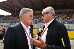 Chase Carey, Chief Executive Officer and Executive Chairman of the Formula One Group and Jerome Stoll, Director of Renault Sport F1