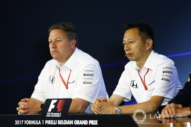 Zak Brown, Executive Director, McLaren Technology Group, Yusuke Hasegawa, Senior Managing Officer, Honda, in the FIA Press Conference