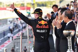 Max Verstappen, Red Bull Racing celebrates on the podium