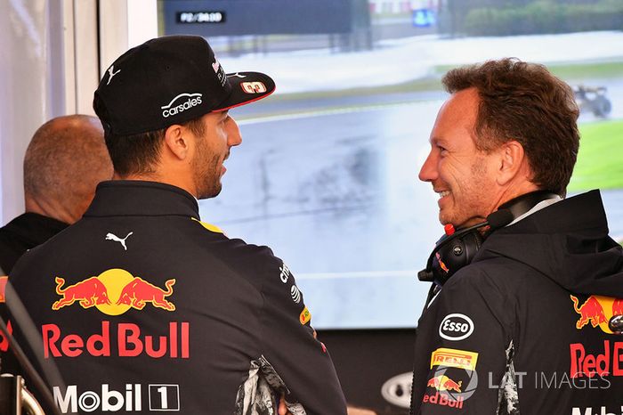 Daniel Ricciardo, Red Bull Racing y Christian Horner, jefe de Red Bull Racing