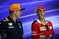 Max Verstappen, Red Bull Racing and Sebastian Vettel, Ferrari in the Press Conference