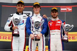 Podium: race winner Ralph Boschung, Koiranen GP, second place Alexander Albon, ART Grand Prix, third place Antonio Fuoco, Trident