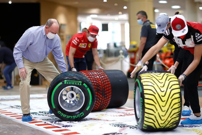 Príncipe Alberto II de Mónaco, Charles Leclerc Ferrari, Esteban Ocon Alpine, Antonio Giovinazzi Alfa Romeo 