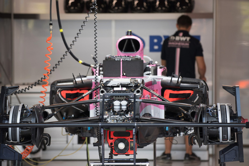 Racing Point Force India VJM11 in the garage