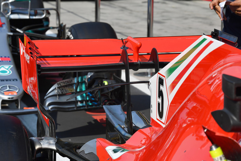 Detalle del alerón trasero del Ferrari SF71H