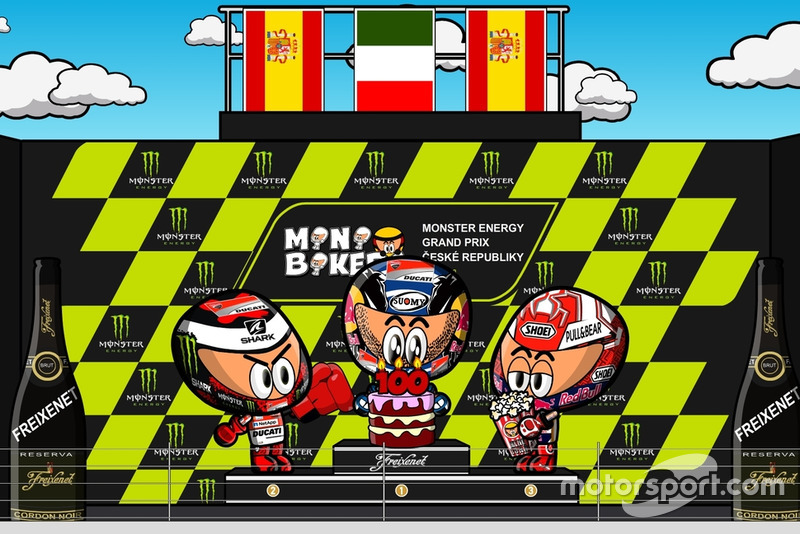 El podio del GP de la República Checa de MotoGP 2018, por MiniBikers