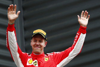 Il vincitore della gara Sebastian Vettel, Ferrari