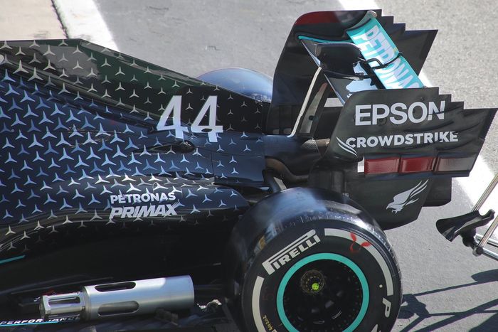 Detalle trasero del Mercedes F1 W11