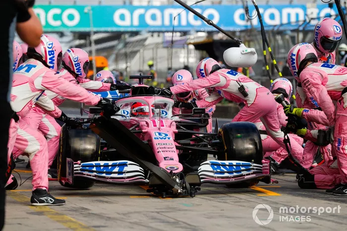 Sergio Pérez, Racing Point RP20, pit stop