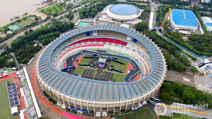 Vista aérea del circuito de la Fórmula E en Seúl dentro del Estadio Deportivo de Jamsil
