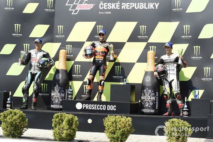 Podio: Brad Binder, Franco Morbidelli y Johann Zarco