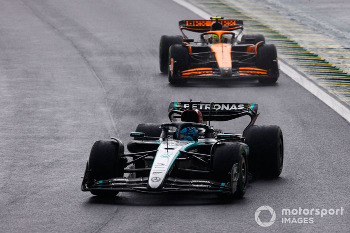 George Russell, Mercedes F1 W15, Lando Norris, McLaren MCL38 