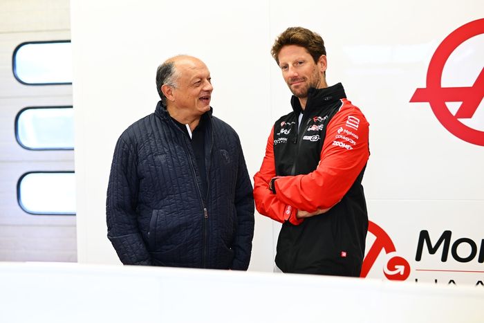 Frederic Vasseur, Ferrari, Romain Grosjean, Haas F1 Team