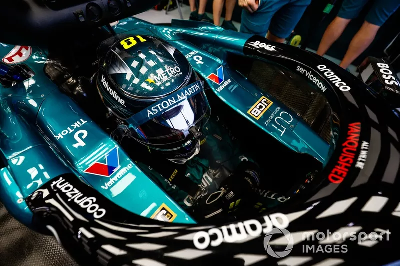 Lance Stroll, Aston Martin F1 Team, in the cockpit