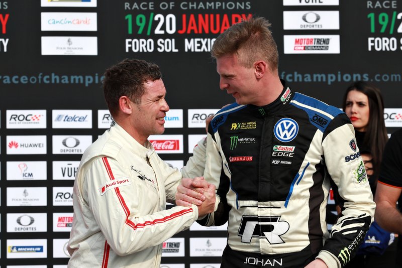 Tom Kristensen, Johan Kristoffersson celebra después de ganar la Copa de Naciones del ROC