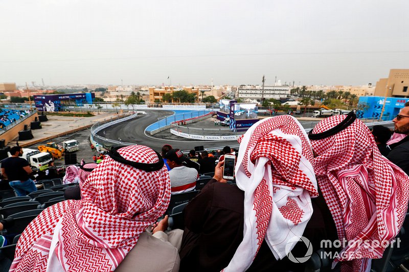 Fans in the grandstands await the on track action