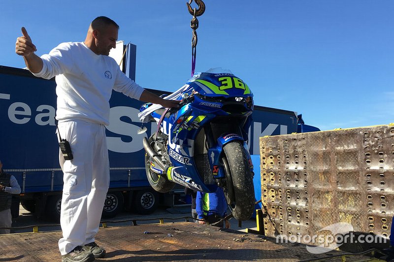 Bike of Joan Mir, Team Suzuki MotoGP after his crash