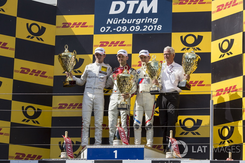 Podium: Race winner René Rast, Audi Sport Team Rosberg, second place Paul Di Resta, Mercedes-AMG Team HWA, Mercedes-AMG C63 DTM and third place Marco Wittmann, BMW Team RMG, BMW M4 DTM