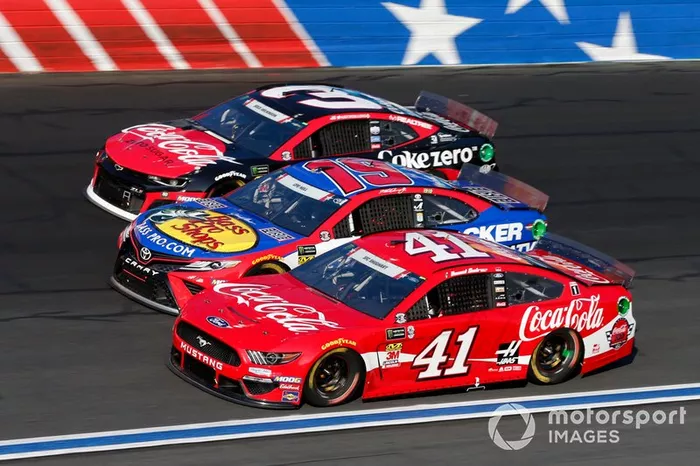  Daniel Suarez, Stewart-Haas Racing, Ford Mustang Coca-Cola  Martin Truex Jr., Joe Gibbs Racing, Toyota Camry Bass Pro Shops / TRACKER ATVs & Boats / USO  Austin Dillon, Richard Childress Racing, Chevrolet Camaro Coca-Cola Zero Sugar