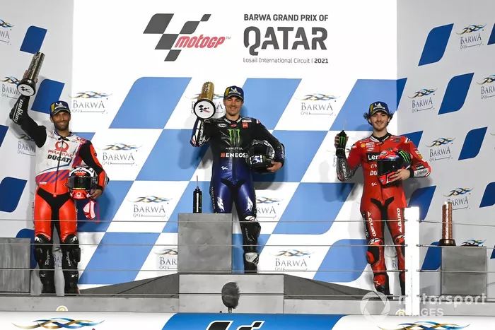 Podio: 1º Maverick Viñales, Yamaha Factory Racing, 2º Johann Zarco, Pramac Racing, 3º Francesco Bagnaia, Ducati Team
