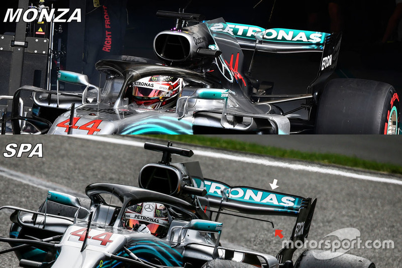 Mercedes W09, hátsó szárny összehasonlítása