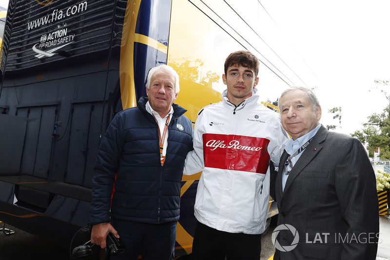 Charlie Whiting, Jean Todt, FIA President, Charles Leclerc, Sauber F1 Team