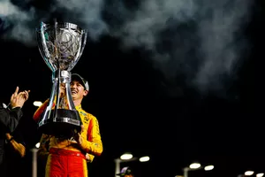 Joey Logano, Team Penske, Ford Fusion Shell Pennzoil celebrates