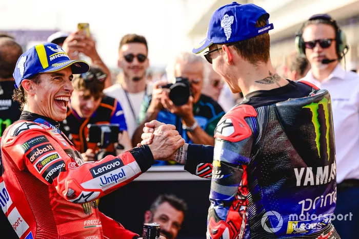 Marc Marquez, Ducati Team, Fabio Quartararo, Yamaha Factory Racing
