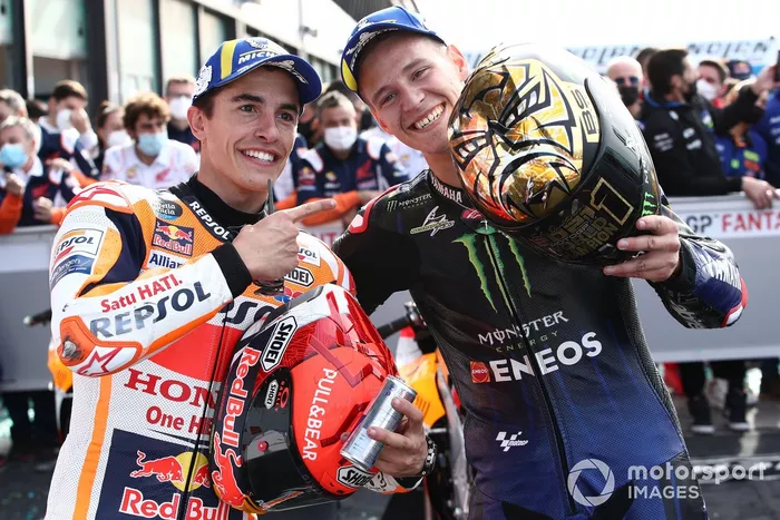 Marc Marquez, Repsol Honda Team, World Champion Fabio Quartararo, Yamaha Factory Racing