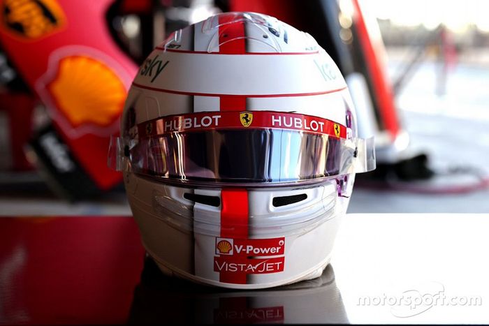 Helmet of Charles Leclerc, Ferrari for the last race of 2020