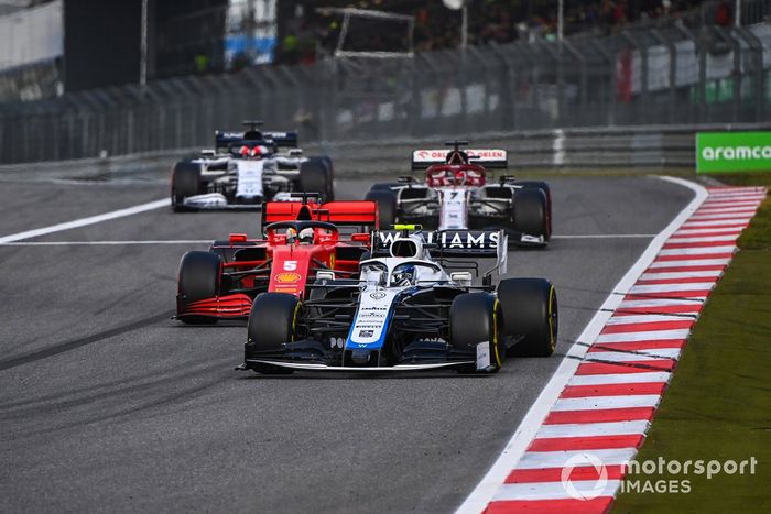 Nicholas Latifi, Williams FW43, Sebastian Vettel, Ferrari SF1000, Kimi Raikkonen, Alfa Romeo Racing C39