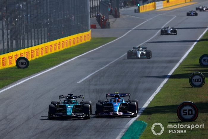 Lance Stroll, Aston Martin AMR22, lucha con Esteban Ocon, Alpine A522