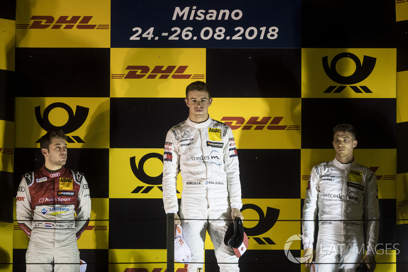 Podio: il vincitore della gara Paul Di Resta, Mercedes-AMG Team HWA, Mercedes-AMG C63 DTM, il secondo classificato Robin Frijns, Audi Sport Team Abt Sportsline, Audi RS5 DTM e il terzo classificato Edoardo Mortara, Mercedes-AMG Team HWA, Mercedes-AMG C63 DTM